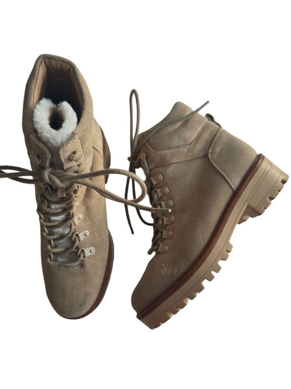 Marc Fisher Womens Shearling-Lined Suede Hiking Boots Size 6 / 6.5 M MISMATCHED